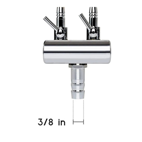 Slick Copper Nickel Plated Aquarium Air Valve Hella Smooth Lever Control Sick 2 Way Inline Manifold Splitter For Pump Tubing Adjustments 8mm Inlet 4mm Outlet with 3/8 inch outlet