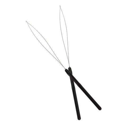 Pro Grade Hair Extension Loop Needle Threader Set With 10 Black Pulling Hooks And Bead Tools For Easy Weaving And Securing Hair Extensions Durable Plastic Handles Quick No Fuss DIY Salon Quality Tool Kit, black loop needles