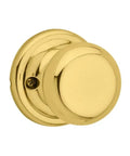 Juno Dummy Door Knob No Turning Interior Single Sided Push Pull Handle For Closets And French Double Doors Pantry Polished Brass Easy DIY Install Including All Hardware, polished brass dummy knob front view