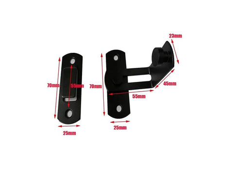 Right Angle Privacy Lock For Sliding Barn Doors And Cabinets Anti Tamper Cam Lock For Interior And Exterior Use, dimensions labeled