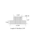 Diagram of T-slot nut dimensions for 58 Piece Milling Machine Clamping Kit Built Tough With 7/16 Inch T Slot, 3/8-16 Studs.
