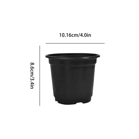 Black 4-inch container from 100 Piece Seedling Pots Set With 4 Inch Propagation Containers And Drainage Holes For Indoor Outdoor Gardening Starter Pots For Balcony Backyard Greenhouse And Home Garden
