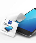 ZEISS Mobile Screen Wipes packet beside a smartphone, white pre-moistened cleaning wipes