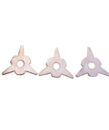 Three round star pads from the 100-Piece Pro Grade Stud Welding Kit Accessories With Straight And Twisted Dent Pulling Rings, Hook Washers And Round Star Pads For Fast, Durable Sheet Metal Repair.