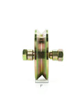 Side view of Heavy Duty 2 Pack 4 Inch V Groove Gate Wheels With Double Sealed Bearings for smooth sliding function.