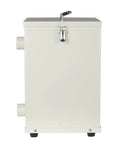 Straight Up Powerhouse 1000W Dental Dust Extractor With Pretty Dang Quiet Motor showing a side view with outlet pipes and top handle.