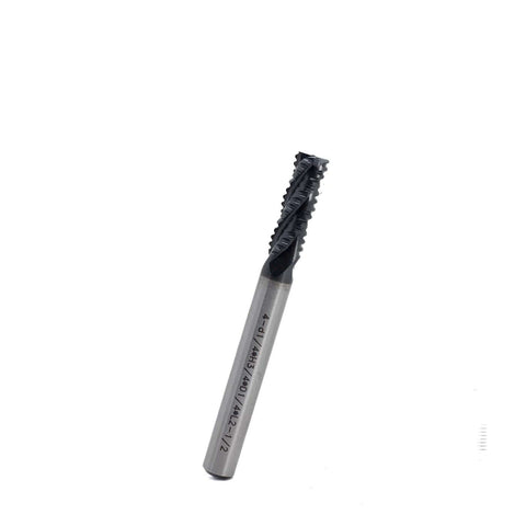 Roughing end mill, HSS square-nose, 4-flute, 1/4 in shank, 3/4 in flute length