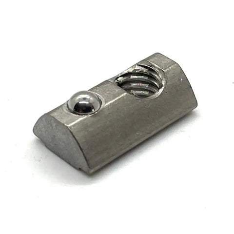 Stainless Steel Self Aligning Roll In T Nuts Ball Spring 25 Pack 15 Series Aluminum Extrusion T Slot Hardware, close-up view.