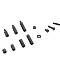 For M3 Nylon Hex Spacer Standoff Kit 320 Pieces Includes M3 Male And Female Screws Nuts Washers And Threaded Pillars For PCB Motherboard Electronics Assembly Lightweight Durable Black Nylon Build Insulated And Resistant, black nylon standoffs and screws on white background