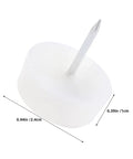 Close-up of a single 0.94-inch white nail-in chair leg protector from the 100 Pack Nail In Furniture Glides for hardwood floors.
