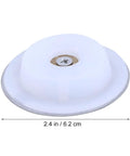 Bathtub Drain Stopper Plug Stainless Steel for 40-45mm Holes, top view, white silicone, 2.4 inches diameter.