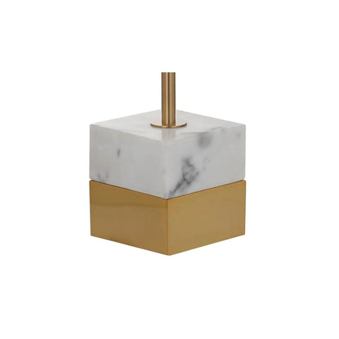 Base of 56.5 Inch Adjustable Brass Gold And Carrara Marble Library LED Floor Lamp With Sleek Black Metal Shade For Living Room