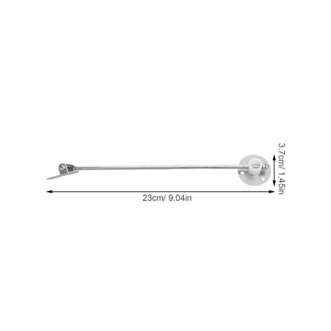 Side view of Six Piece Cabinet Door Lift Support Rod Set Beefy Heavy Duty Iron Drop Down Hinges with dimensions labeled.