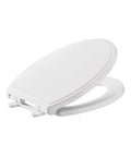 Traditional Luxury Elongated Toilet Seat With No Slam Soft Close, Quiet-Close Hinges, Antimicrobial EverClean Surface, White Finish