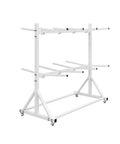 Heavy Duty Lean Pipe Material Cart Hella Tough Frame With Iron Wire Hanging Rack For Coil Storage No Nonsense Workspace Organizer with mobile caster base.