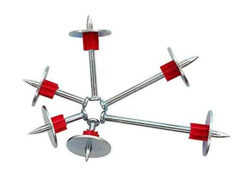 Close-up of Three Inch Powder Actuated Fasteners With One Inch Washer Drive Pins PW300 100 Pack for concrete, masonry, and steel.