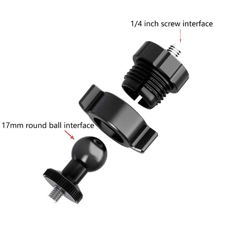 4 Piece 17mm Ball Head Mount Adapters With One Quarter Inch Screw For Camera And Device Mounting Systems Ideal For Action Cameras Dash Cams Vlogging Gear And Accessories, black 17mm adapter with 1/4 inch screw
