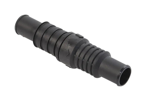 Non Return Inline Valve For Three Quarter Inch And One Inch Pipes With Nitrile Construction Black Finish Keeps Your Pump Prime Prevents Drain Back And Works With Manual And Electric Pumps, shown in black nitrile material fitting for pipes.
