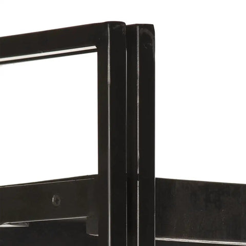 Close-up of steel frame on 5 Tier Bookcase In Black With Solid Mango Wood Shelves And A Powder Coated Steel Frame Dope Industrial Style Open Design