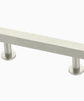 Three Inch Center To Center Stainless Steel Square Bar Cabinet Pull With Modern Sleek Finish, view on white background