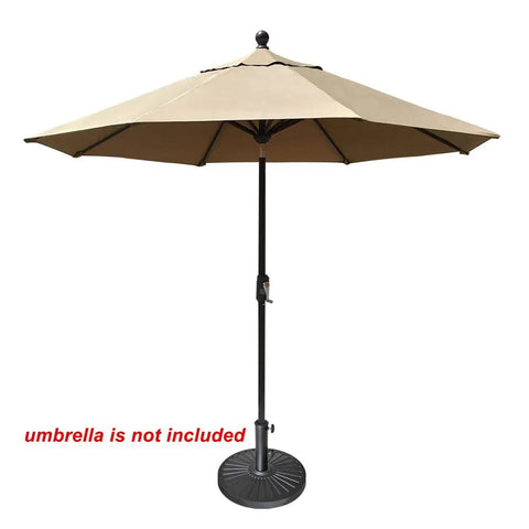 Heavy Duty Patio Umbrella Base Stand With Concave Radial Pattern Cast Resin Outdoor Weatherproof Black Base, umbrella not included