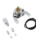 Twin Cam oil pressure gauge kit in front view with chrome mounting bracket and multiple fittings.