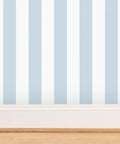 Top Shelf Classic Traditional Leather Grain Vinyl Wallpaper Hella Durable Type Ii Commercial Grade Wallcovering Built Tough For Offices And Event Spaces Professional Paste Applied Custom Print in blue and white striped design.