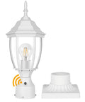 Dusk To Dawn Outdoor Post Light With Pier Mount Base, Waterproof Aluminum Lantern Head With Clear Glass Panels, shown with base