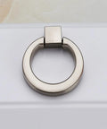 Front view of a 6 Pack Brushed Nickel Ring Drawer Pulls Stainless Steel Cabinet Handle for kitchen cabinets, single hole mount.