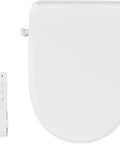 Elongated Smart Toilet Seat Bidet With Remote, Heated Seat, Water Temperature And Pressure Control, front view with wireless remote