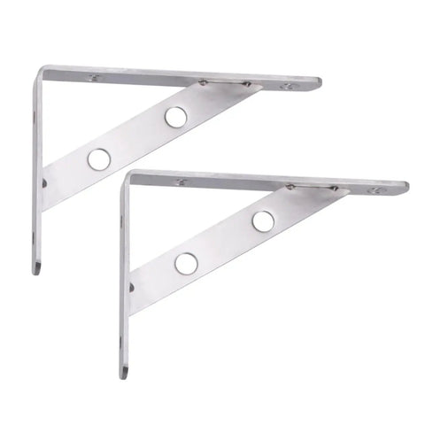 Heavy Duty L Shelf Brackets 6 Pack Stainless Steel Corner Braces for sturdy shelf support, low profile, right angle design.