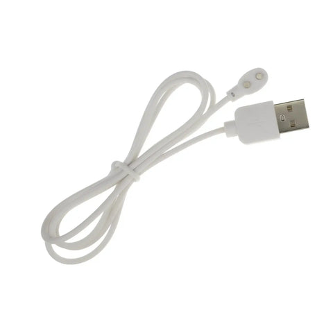 Magnetic Usb Dc Charger Cable 6Mm Oval Base, 2.7Ft Replacement Charging Cord, coiled white cord with USB and oval connector ends.