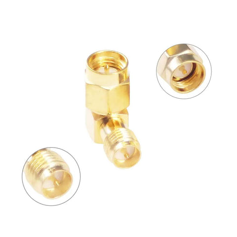 SMA Male To RPSMA Female Right Angle 90 Degree RF Coaxial Adapter, Brass Body, Gold Plating, 50 Ohm, For Drone Antenna
