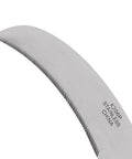 Close-up of Stainless Steel Sickle For Quick Harvests With Four Point Three Inch Hook Blade And Light Serrations.