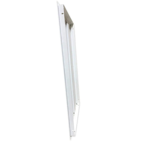 Heavy Duty Flush Mount Access Panel Door With Dead Nuts Secure Stainless Steel Cam Latch And Fully Concealed Hinge Slick White Finish shown from side view.