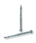 Self Drilling Concrete Screws Quarter Inch By Three Inch Steel With Tungsten Carbide Tip 15 Pack No Pre Drilling Needed Hammer Drill Required For Quick Masonry Fastening, shown in a side view with threading and carbide tip visible.