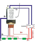 No Sweat 10S 36V 30A Lithium Ion Battery Management Board With Auto Balance Shunts, showing wiring connections for battery use.