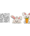 Bunny Shaped Metal Die Cuts Set For DIY Card Making And Scrapbooking showing two-piece high carbon steel cutting dies with bunny designs.