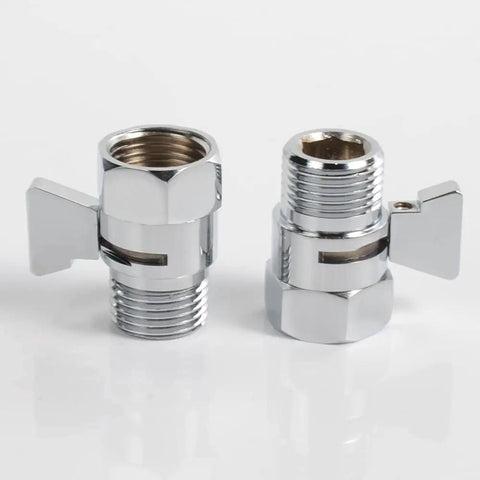 Double Outlet Chrome Shower Manifold With Independent Shut Off Valves For Dual Sprayer System Fits Standard G One Half