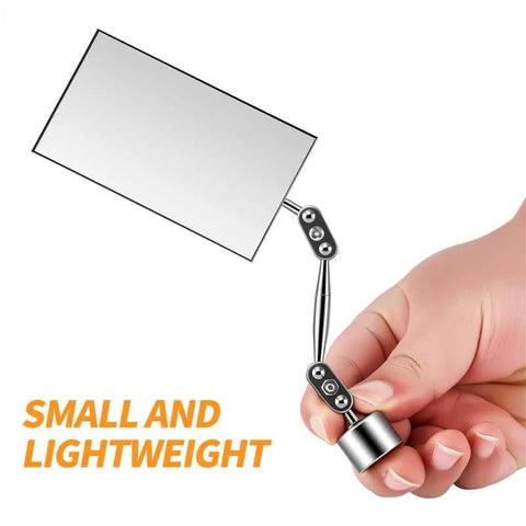 HARDK inspection mirror with magnetic base, 3.5 x 2 in rectangular mirror, adjustable ball-joint arm