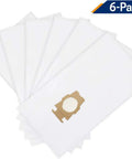 204811 Six Pack HEPA Filter Bags For F-Style Vacuums, Micron Magic Replacement displayed in fan layout photo