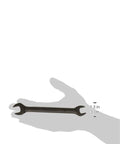 Open End Wrench One Half Inch By Nine Sixteen Inch, Slim Profile, heavy duty alloy steel, black finish, held in hand for scale.