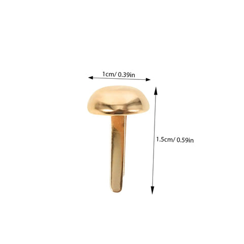 Golden round mushroom brad from Versatile Craft Kit 100 Pcs Round Mushroom Brads And Mini Paper Fasteners for DIY Projects.