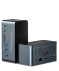 Slick Operator 14 In 1 Type C Docking Station For Macbook And PC Laptop Rigs featuring multiple USB ports and card slots.