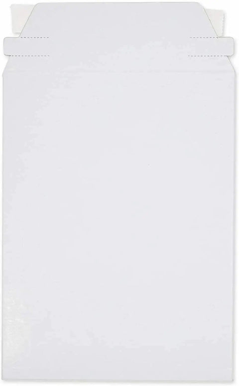 6x8 Inch Ultra Thick 450GSM Stay Flat Cardboard Mailers, 100 Pack White Shipping Envelope, front view