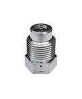 Front view of waterjet adaptor 13802, metal threaded adapter with hex base