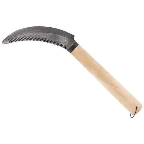 One Handed Berry Harvest Sickle Knife with 4.5 Inch Curved Serrated Carbon Steel Blade for Easy Field Harvesting No Fuss Weeding