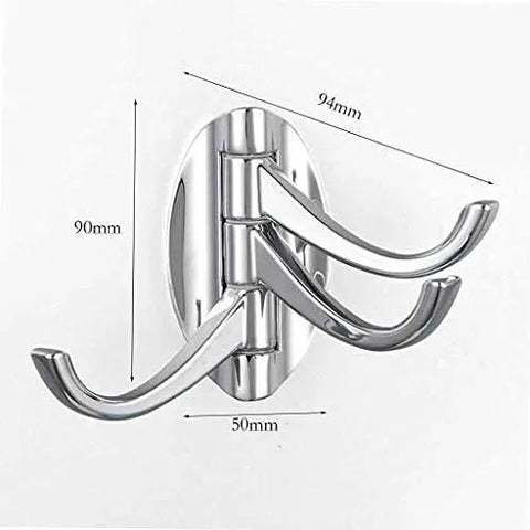 Rock Solid Wall Mounted Coat Rack Heavy Duty Zinc Alloy Bathroom Entryway Hook Zero Wobble with three hooks and size dimensions.