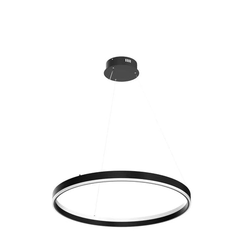 Slick Modern LED Chandelier With Remote Control, 60W Black Ring Ceiling Light Dimmable 3000K Warm To 6000K Cool White