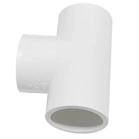 Three Quarter Inch SCH40 PVC Tee Fitting Connector White for Home Plumbing, DIY Friendly, Pro Grade Build, Close-up View